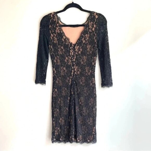 Babaton Aritzia Rafael Mini Dress 3/4 Length Sleeve Lace Bodycon Black Size 0 - Picture 14 of 15